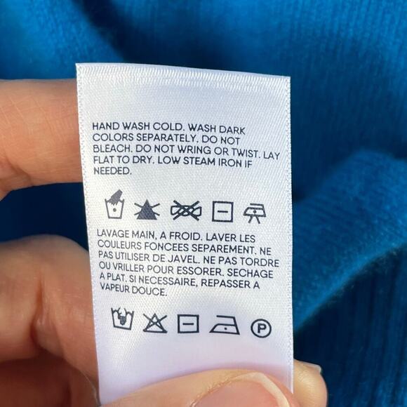 Lands' End Men's 100% Cashmere Bright Blue Sweater Size L Tall - Picture 6 of 6